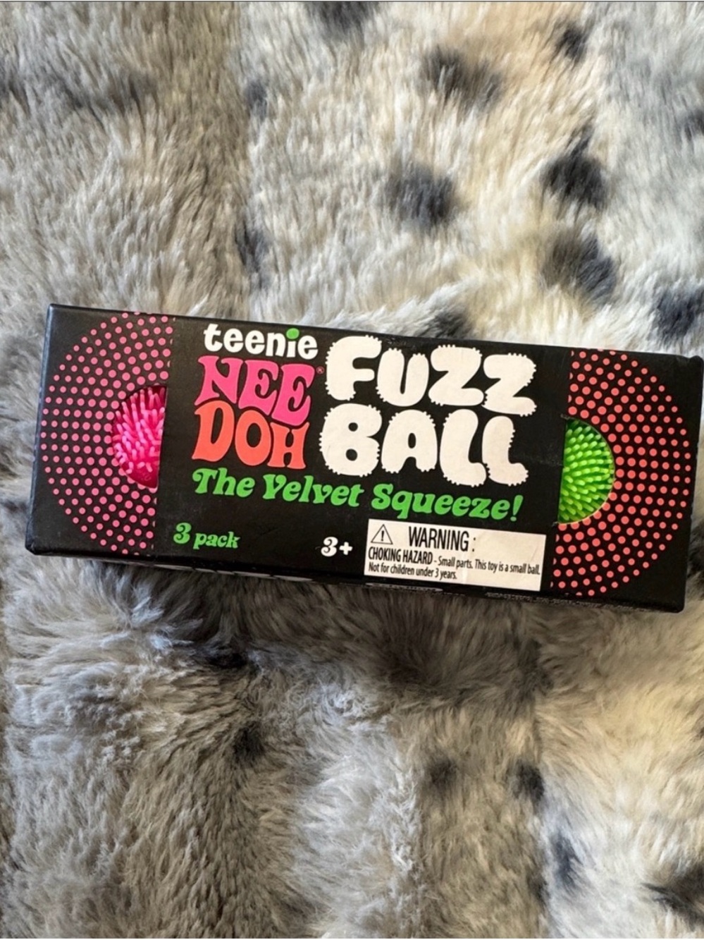 Teenie Nee Doh Fuzz Ball 3-Pack - Velvet Squeeze Toys New In Box!!